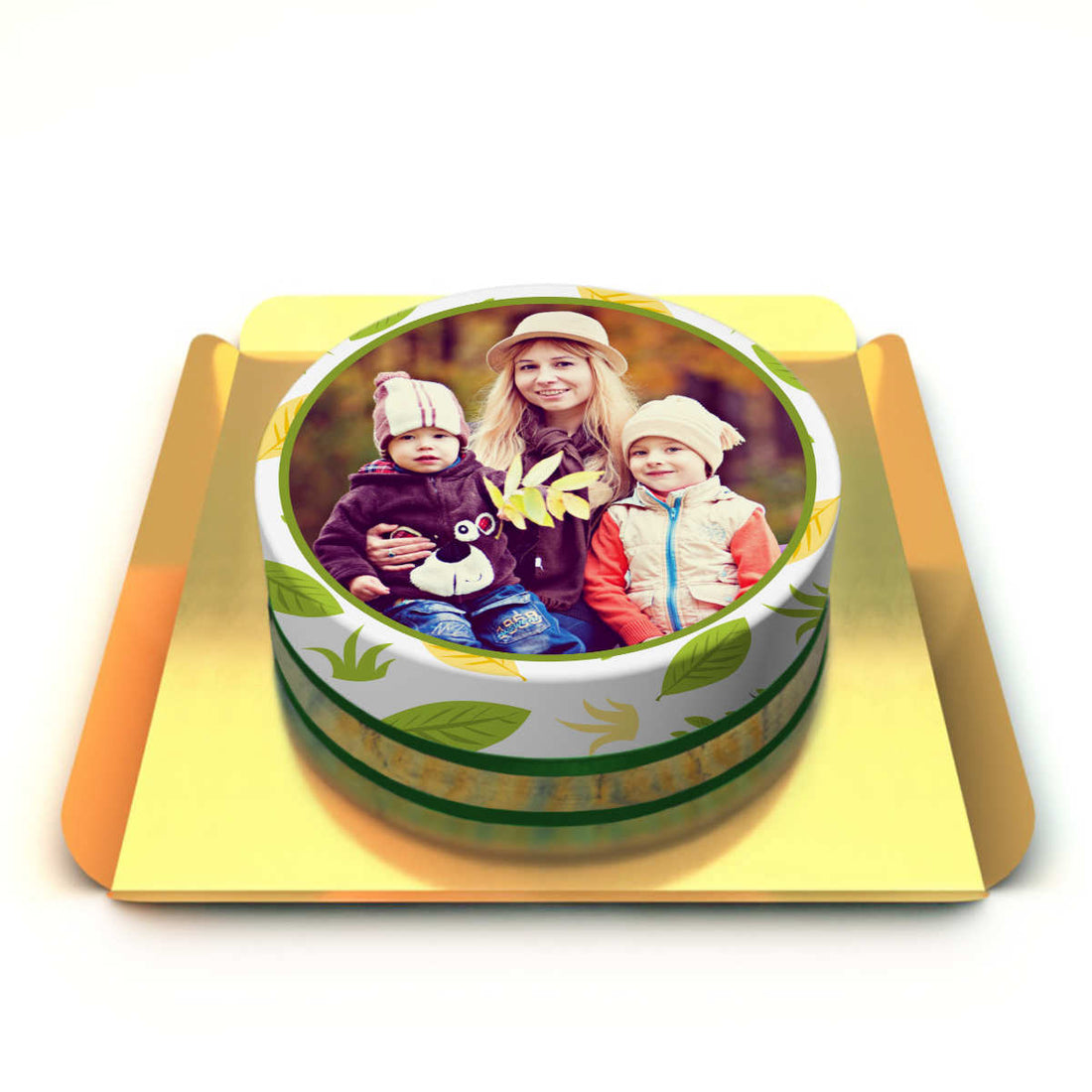 Yaprak Desenli Kişiye Özel Pasta