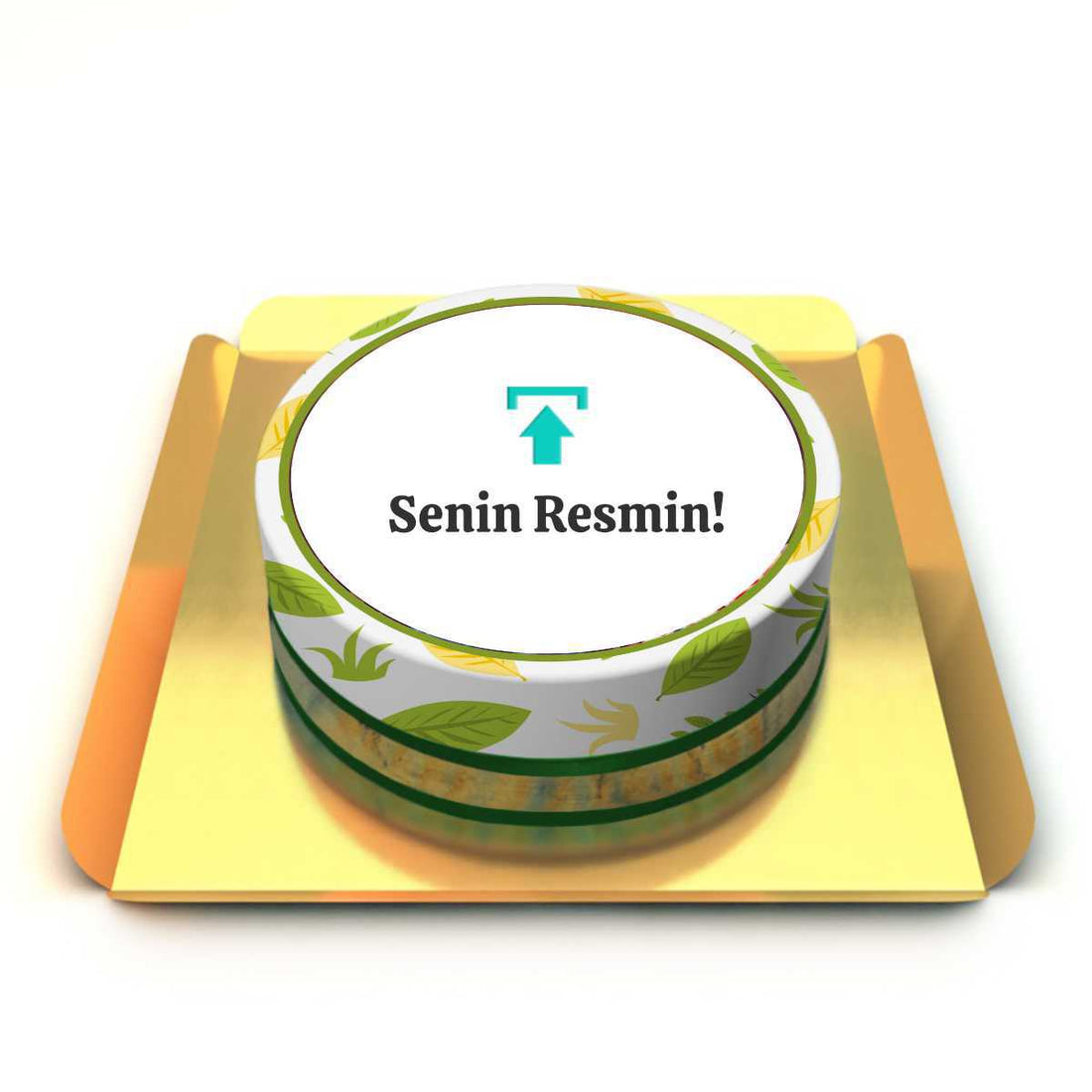 Yaprak Desenli Kişiye Özel Pasta