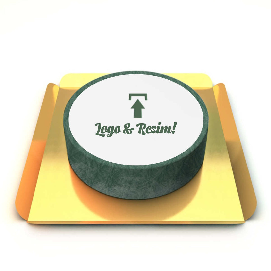 Koyu Yeşil Resimli Kurumsal Pasta