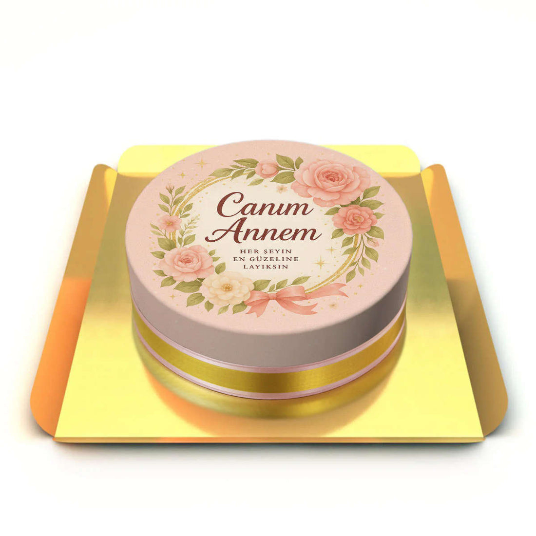 Işıltılı Gül Desenli Pasta