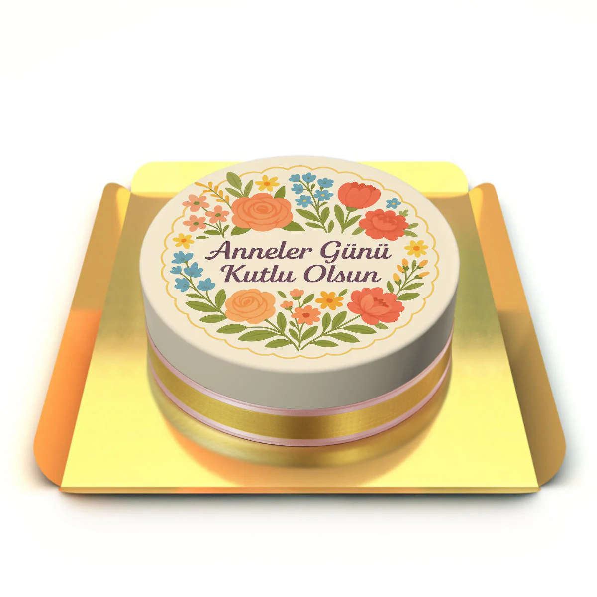 Renkli Çiçekli Pasta