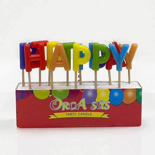 Happy Birthday Yazılı Renkli Mumlar