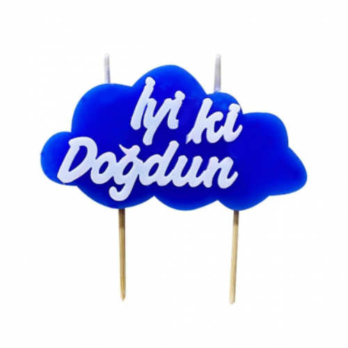 İyi ki Doğdun Yazılı Mavi Mum
