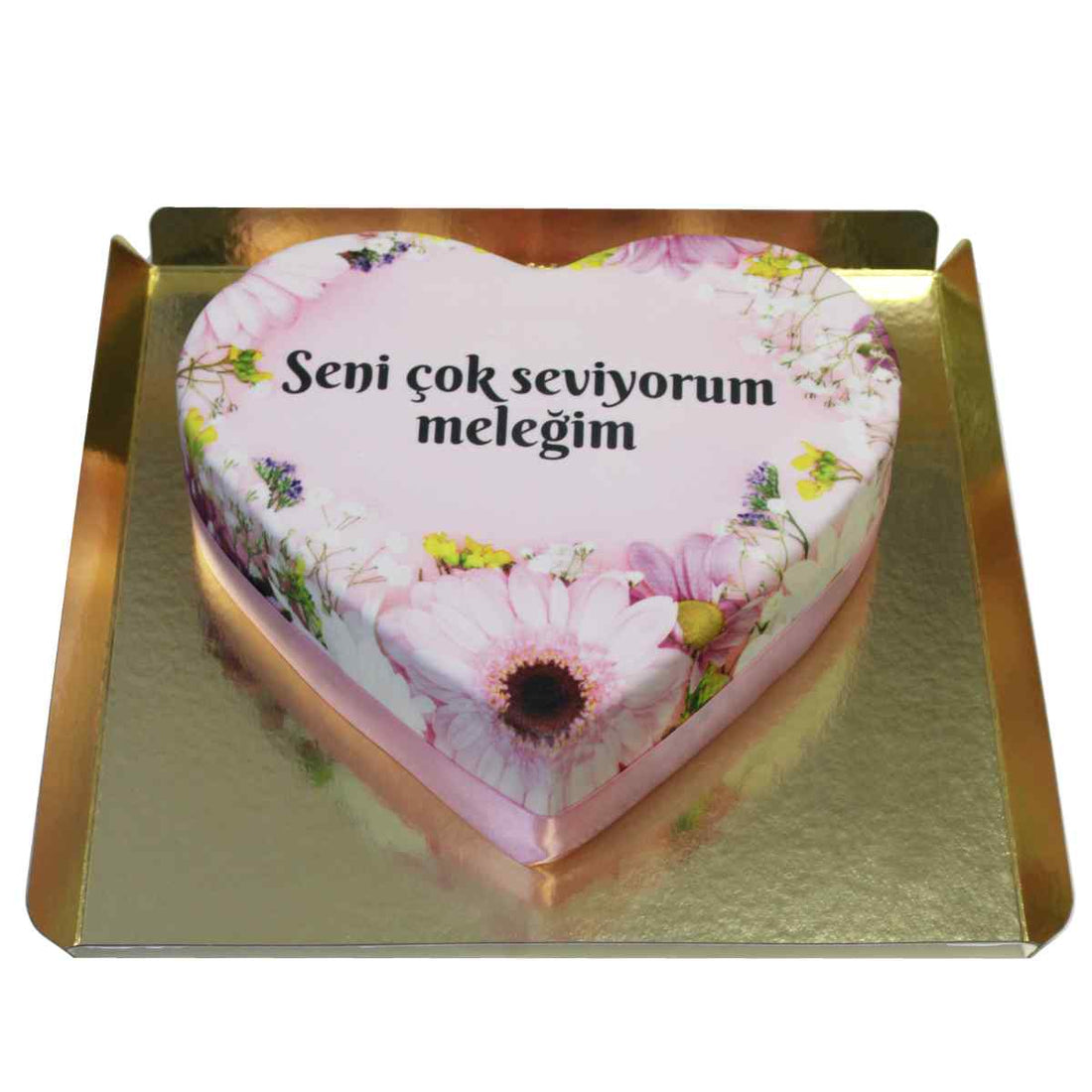 Bahar Çiçekleri Kalp Pasta
