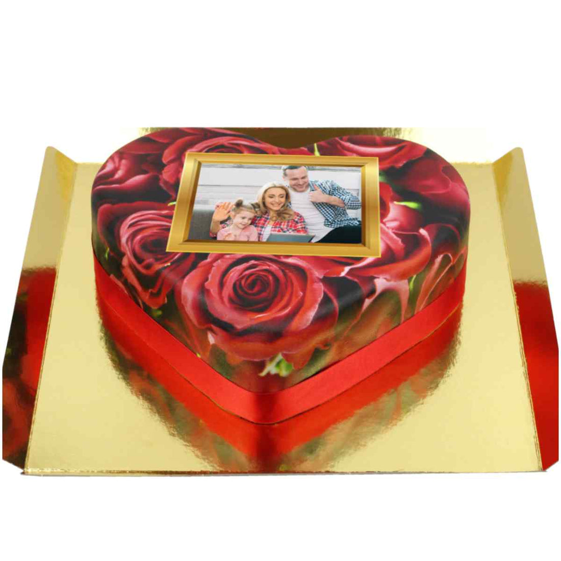 Senin Resmin Kırmızı Güller Kalp Pasta