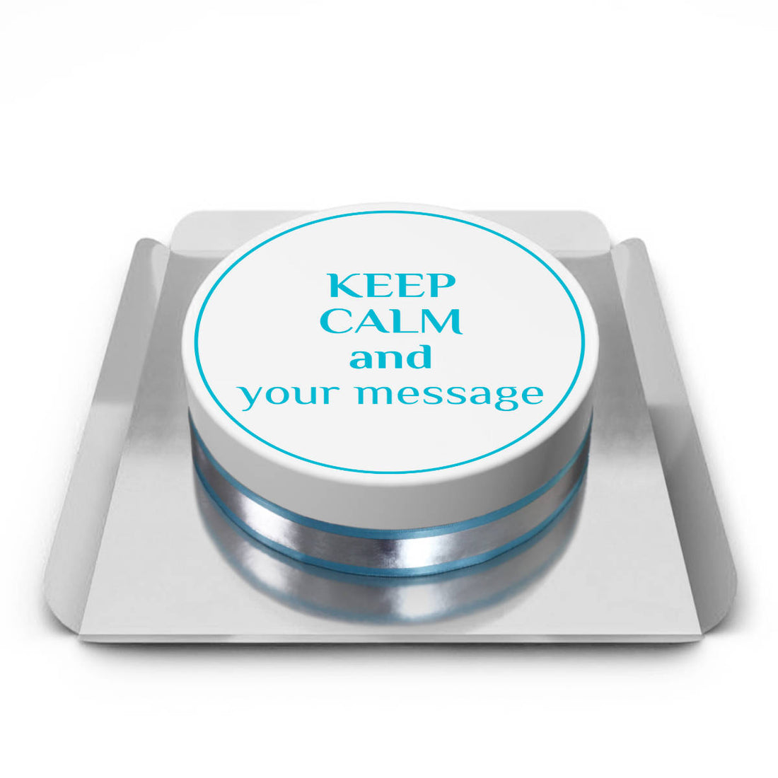 Keep Calm Beyaz Mavi Pasta