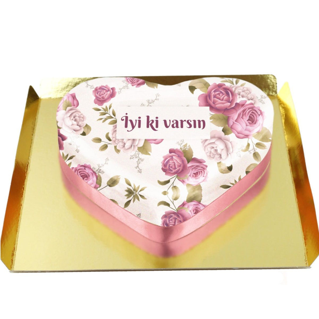 Çiçekli Kalp Pasta