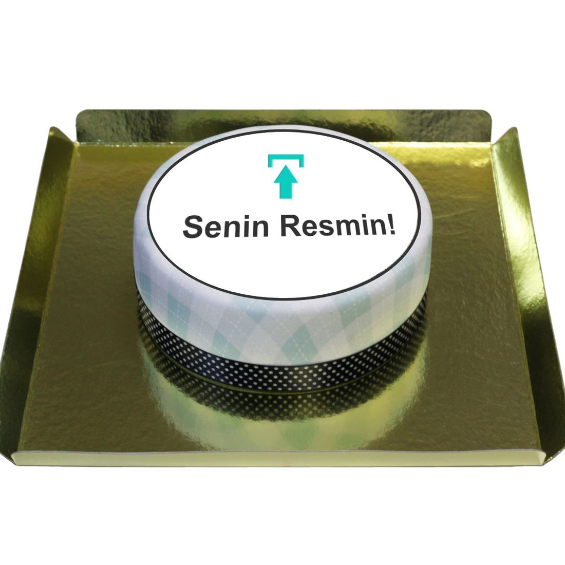 Kişiye Özel Ekose Desenli Resimli Pasta