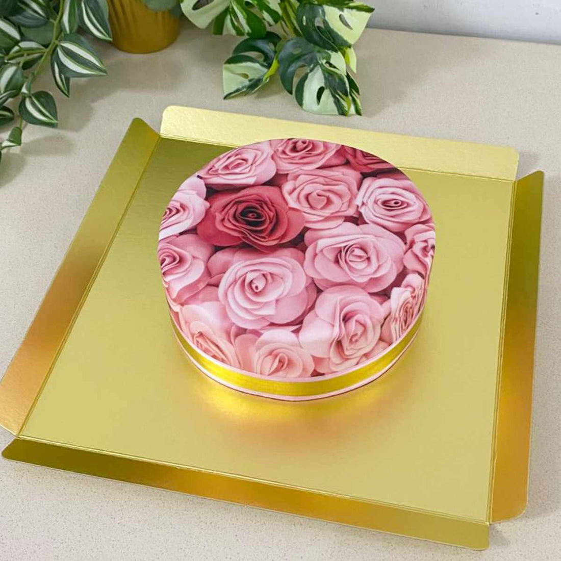 Pembe Çiçekli Pasta