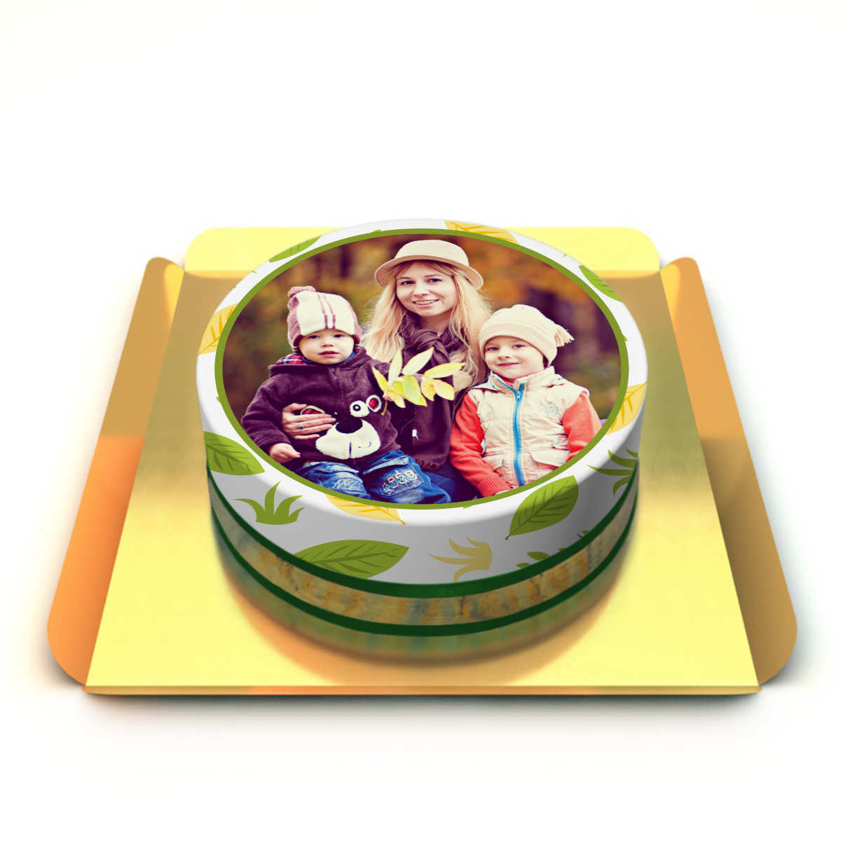 Yaprak Desenli Kişiye Özel Pasta