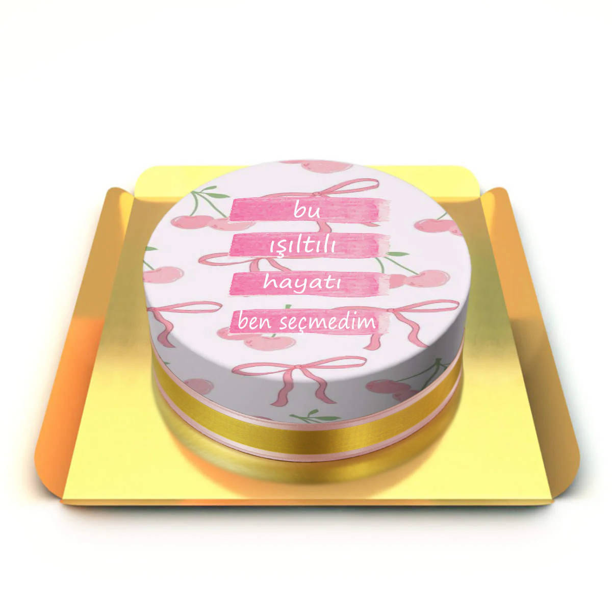 Kurdeleli Yazılı Pasta