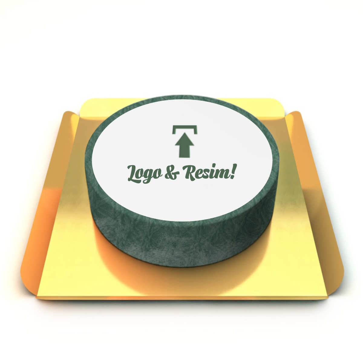 Koyu Yeşil Resimli Kurumsal Pasta