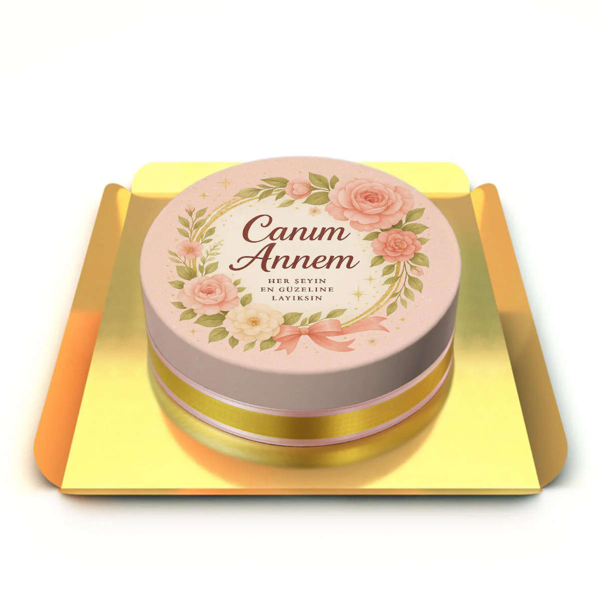 Işıltılı Gül Desenli Pasta