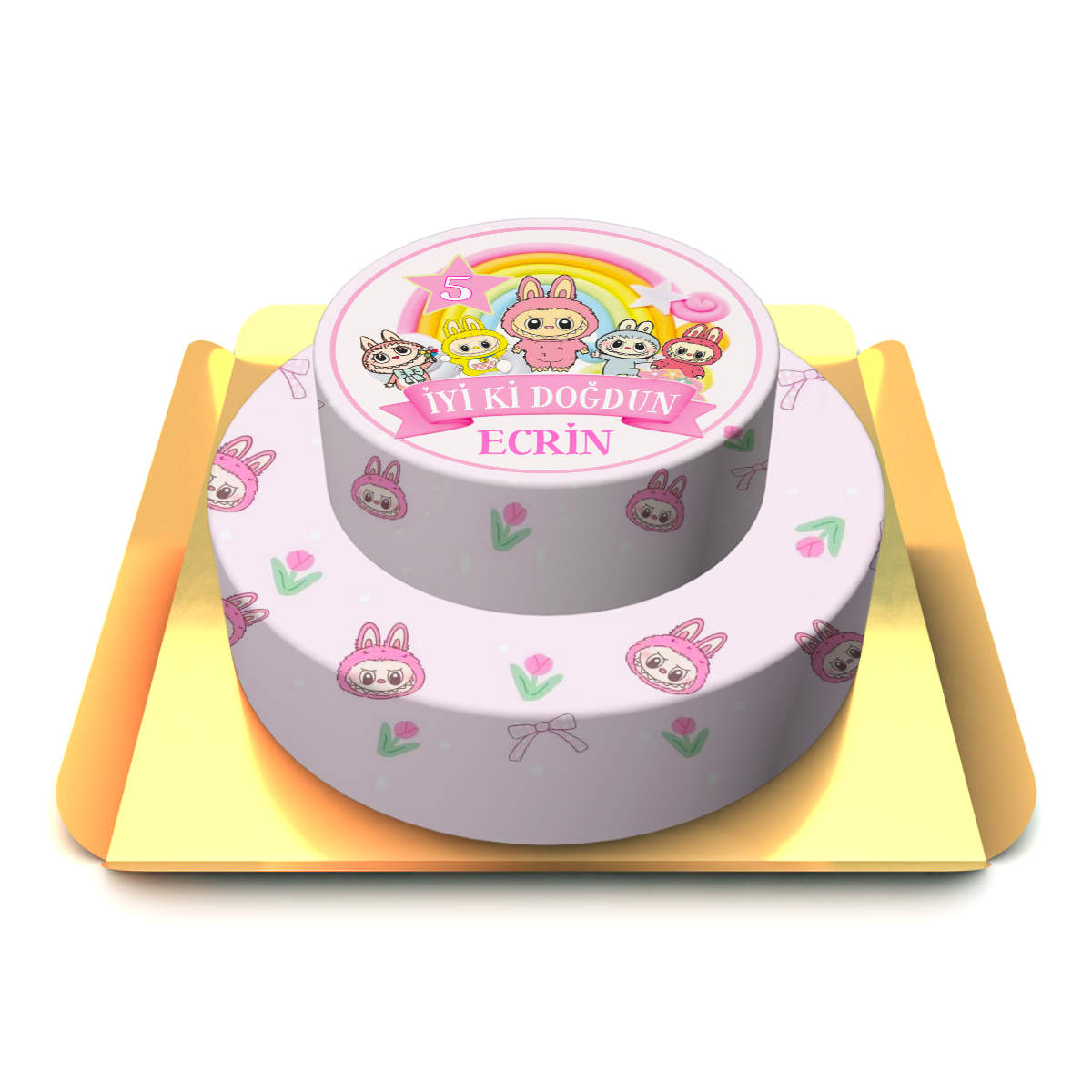 Labubu konseptli iki katlı pasta