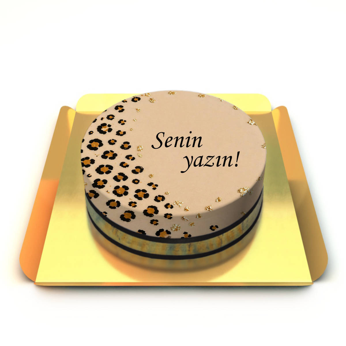 Yazılı Leopar Desenli Pasta