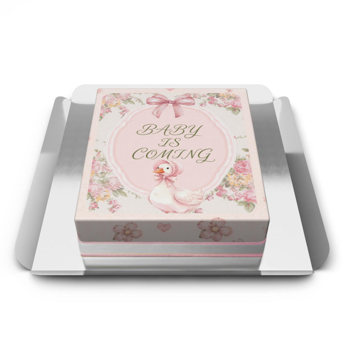 Baby Is Coming temalı baby shower pasta