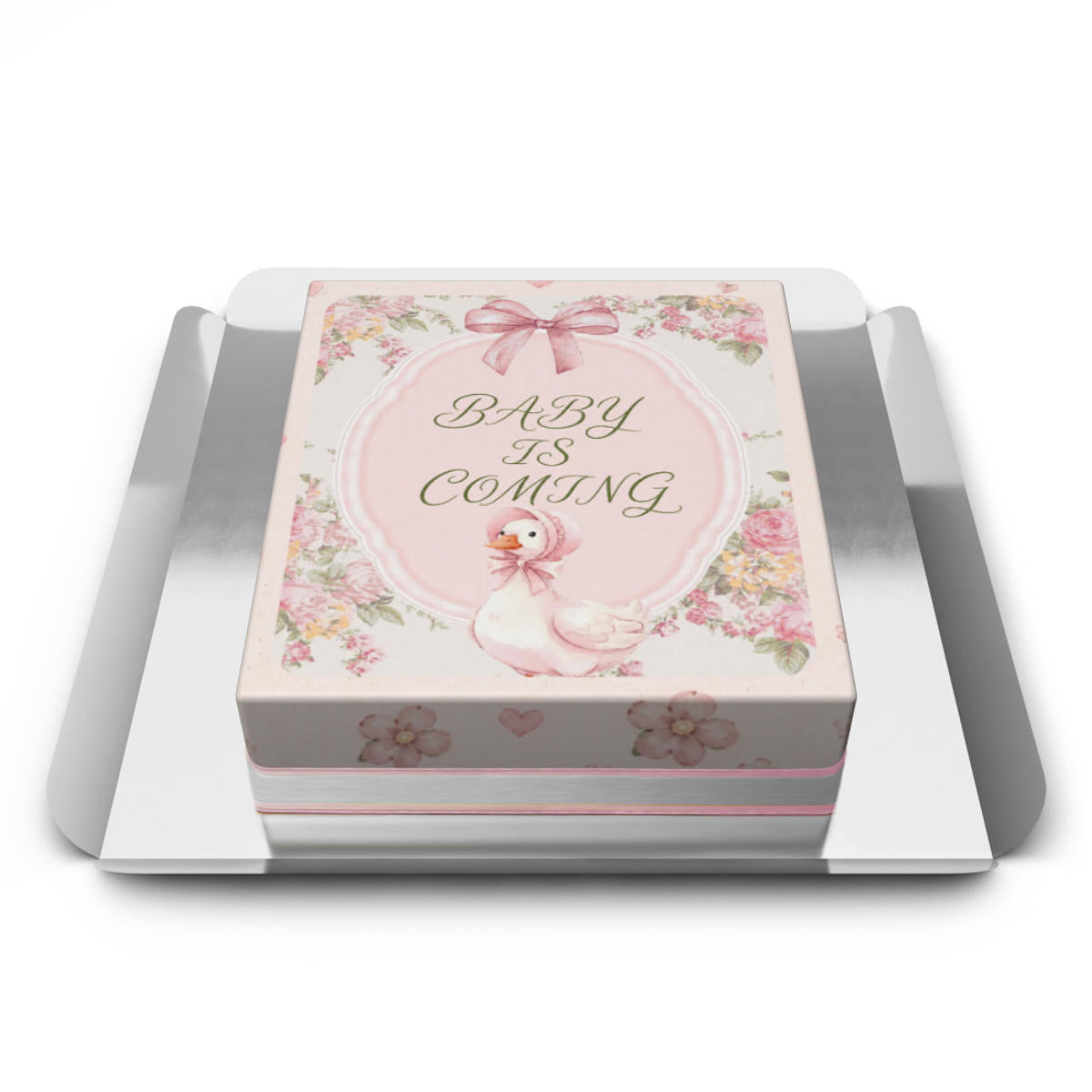 Baby Is Coming temalı baby shower pasta