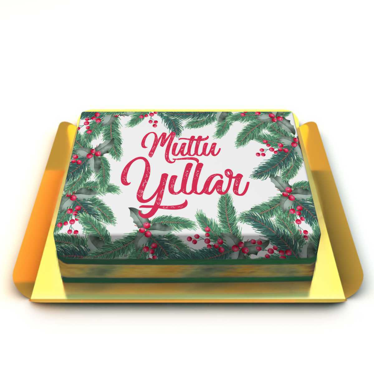 Mutlu Yıllar Yazılı Pasta