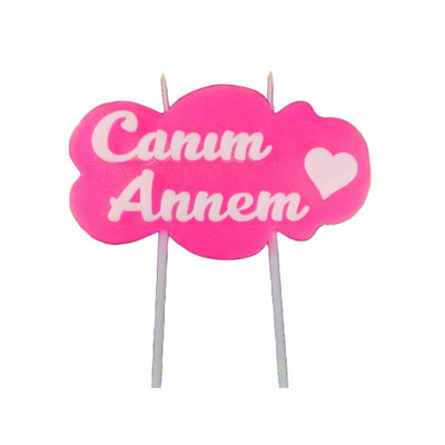 Canım Annem Yazılı Pembe Mum