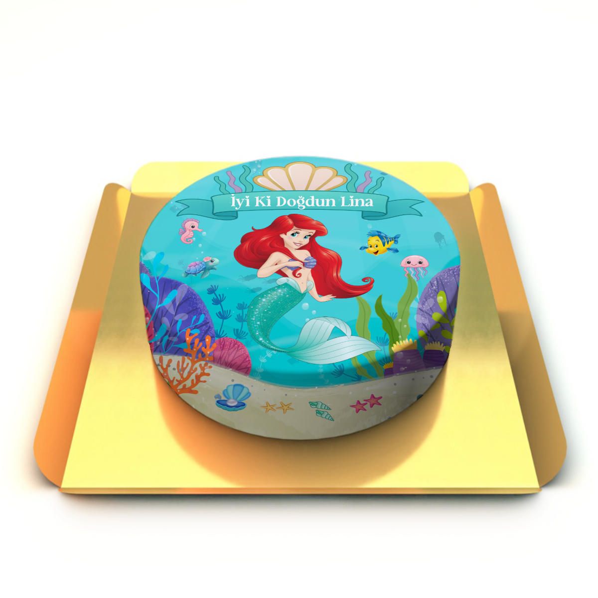 Ariel Deniz Kızı Temalı Pasta
