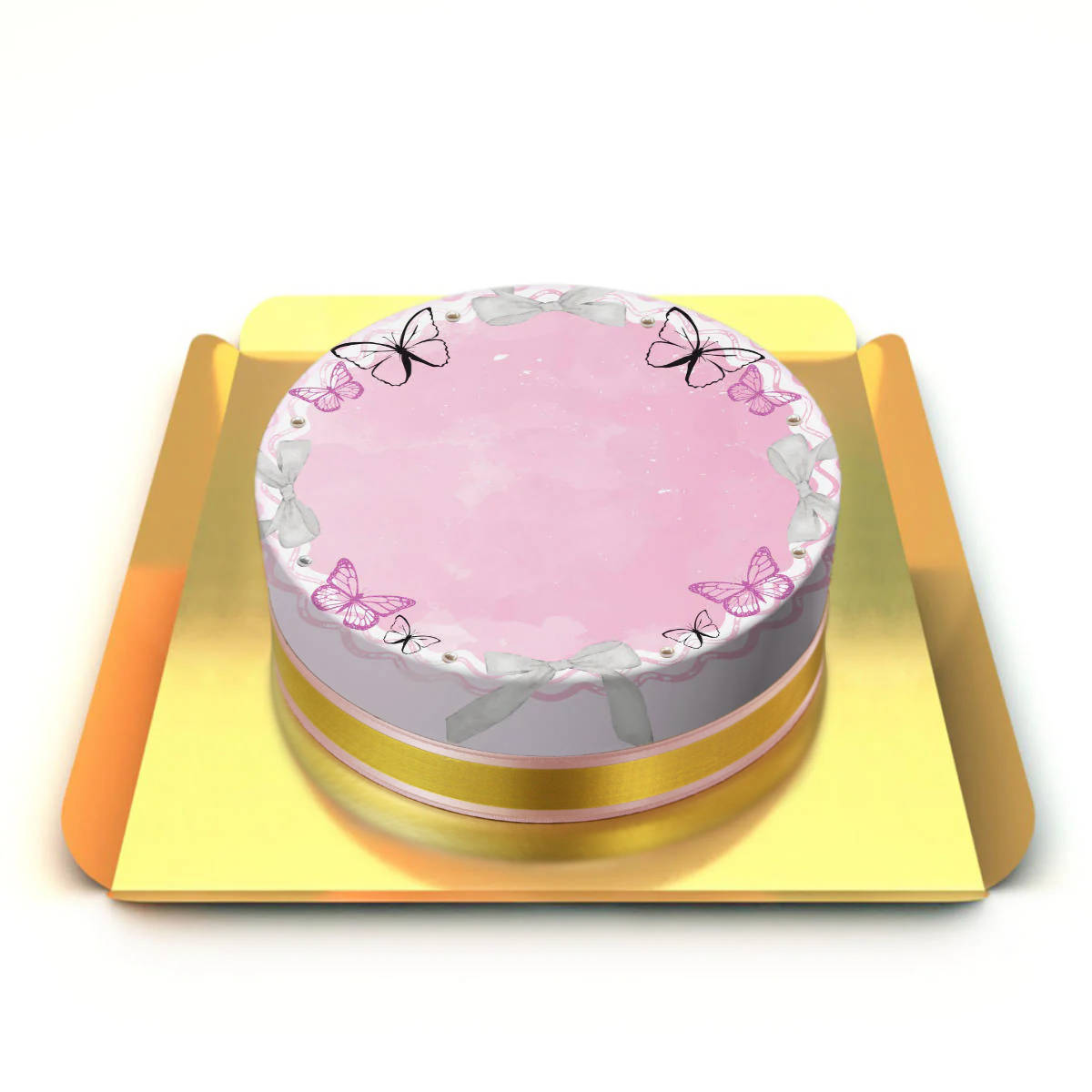 Kurdele ve Kelebek Süslü Pasta