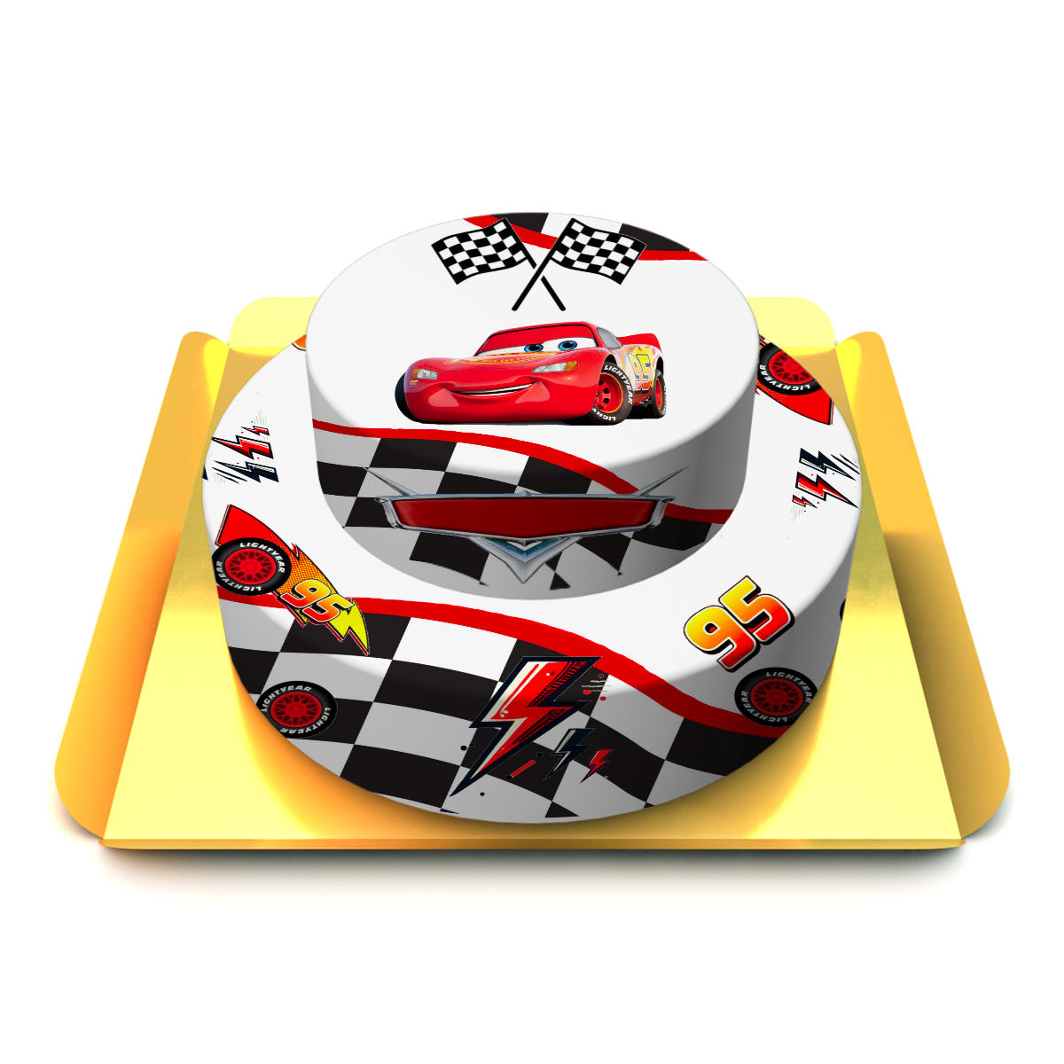 İki Katlı Şimşek Mcqueen Resimli Pasta