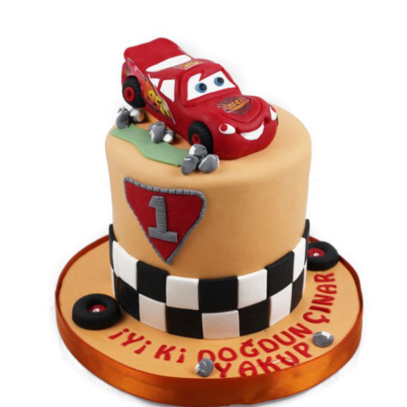 Şimşek Mcqueen 1 Yaş Pastası