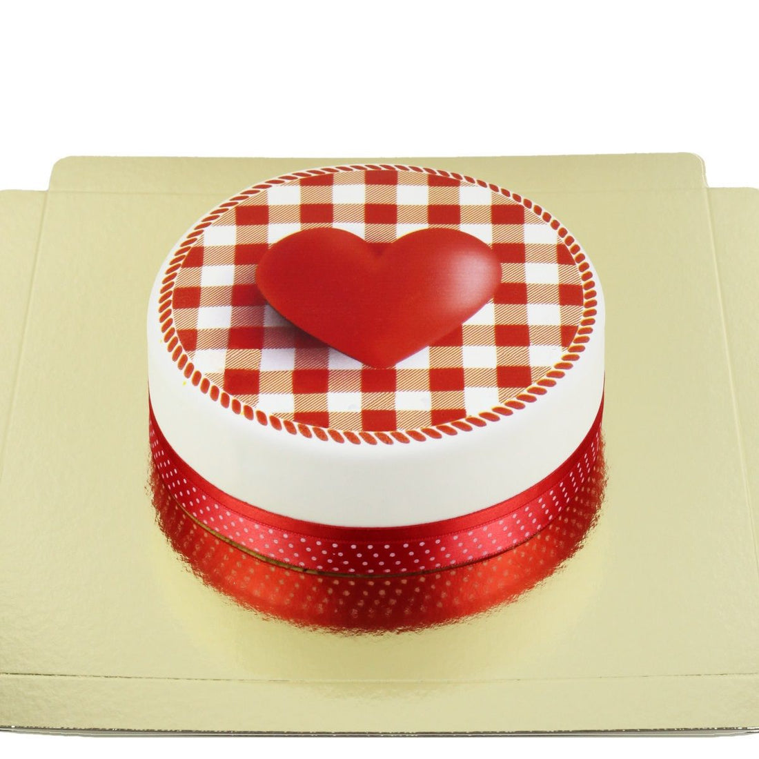 Kırmızı Kalp Baskılı Tasarım Butik Pasta