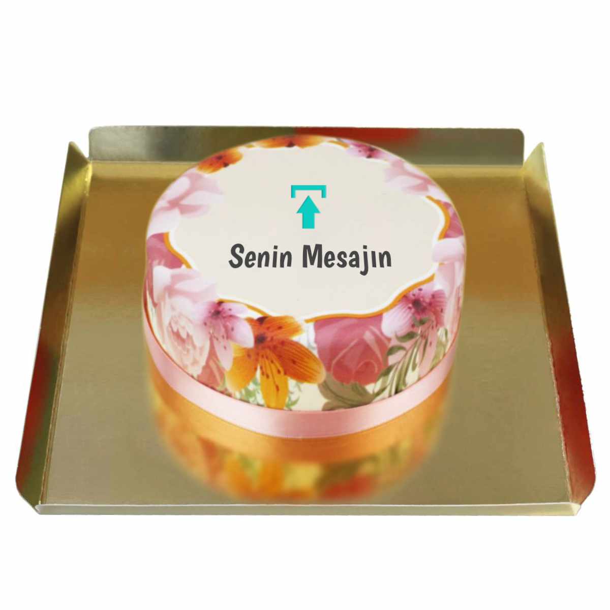 Çiçekli yazılı pasta