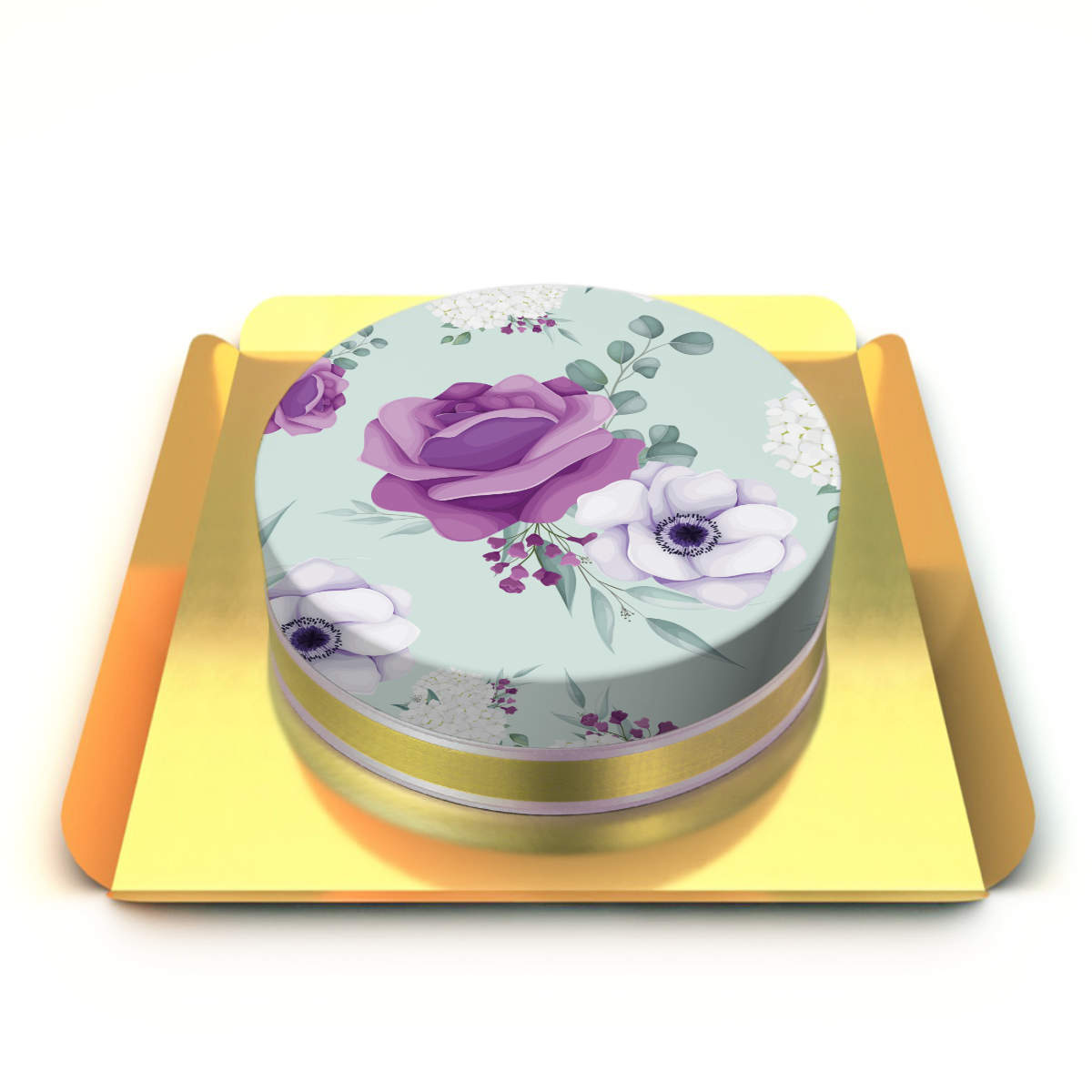 Çiçek Desenli Yazılı Pasta