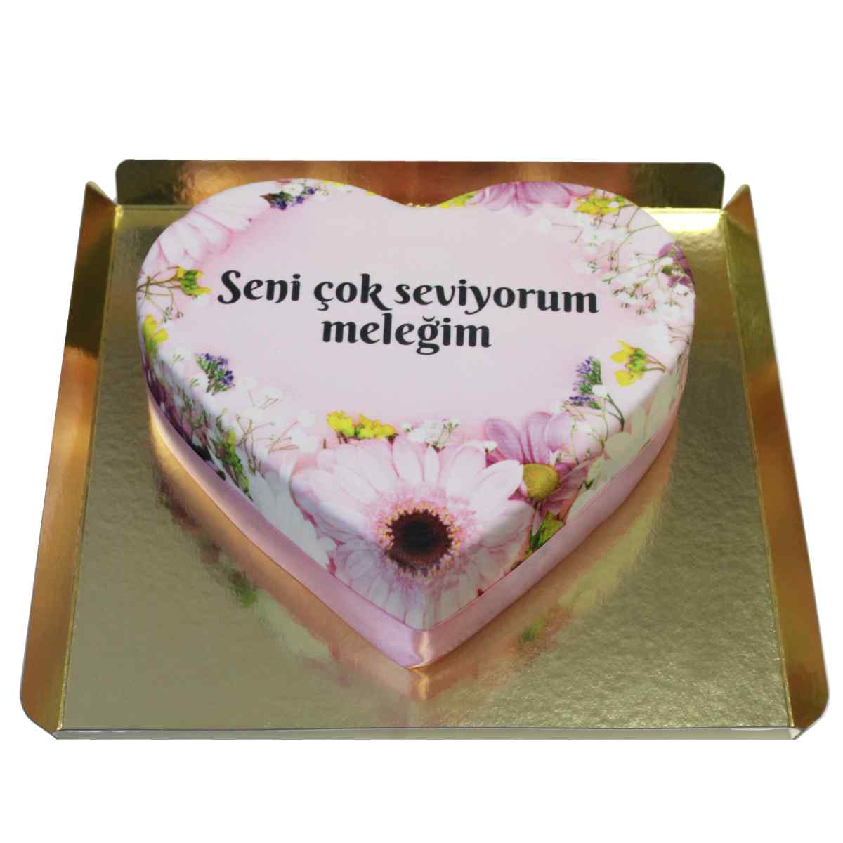 Bahar Çiçekleri Kalp Pasta