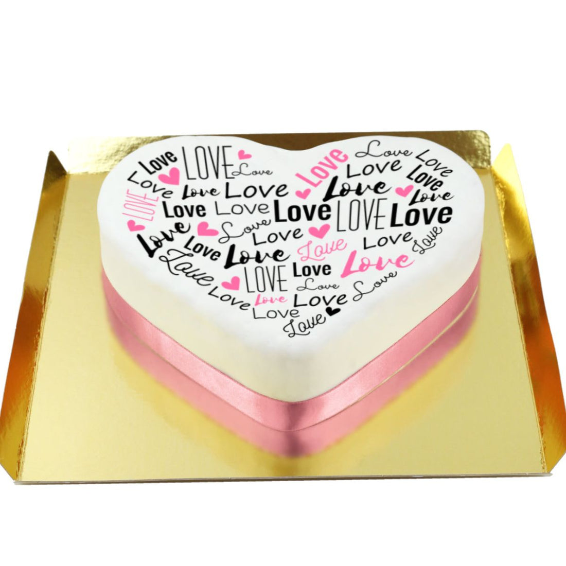 Love Yazılı Kalpli Pasta