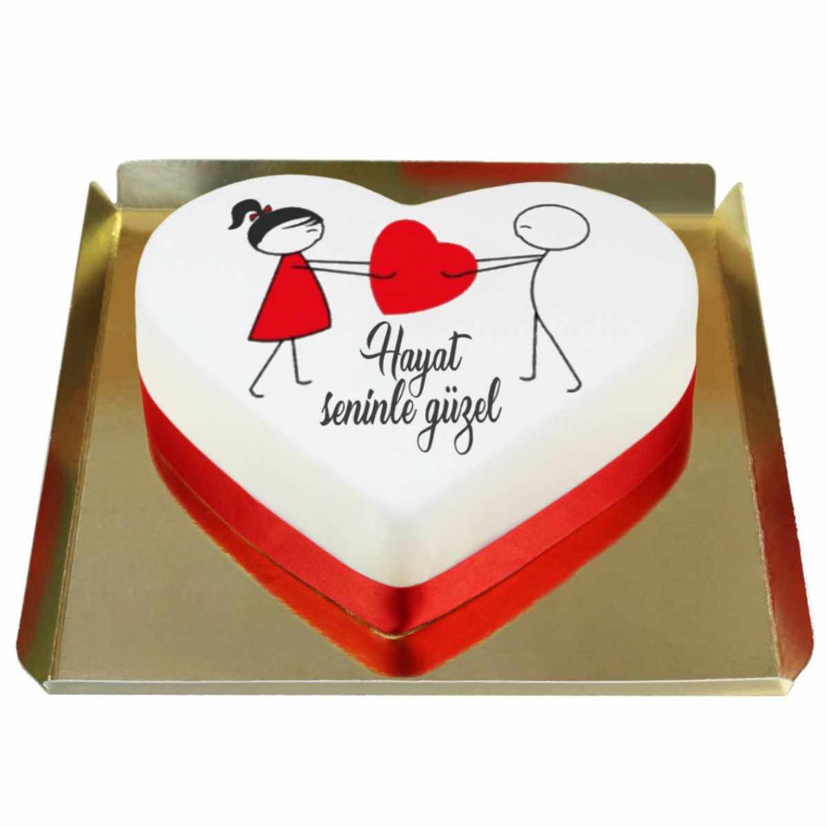 Hayat Seninle Güzel Kalp Pasta