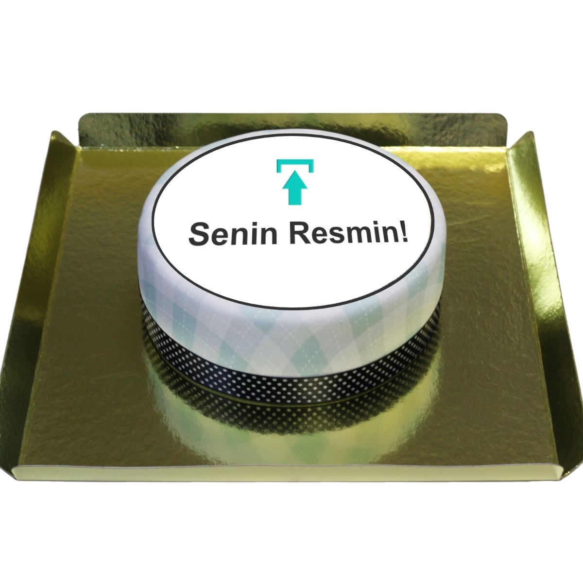 Kişiye Özel Ekose Desenli Resimli Pasta