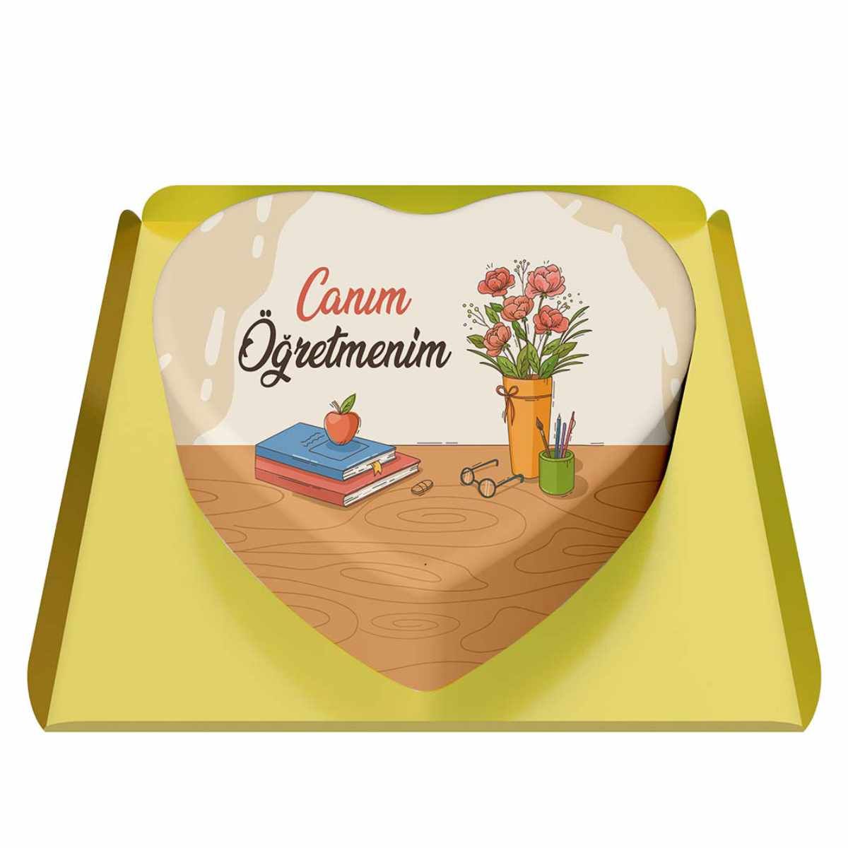 Canım Öğretmenime Hediye Kalp Pasta