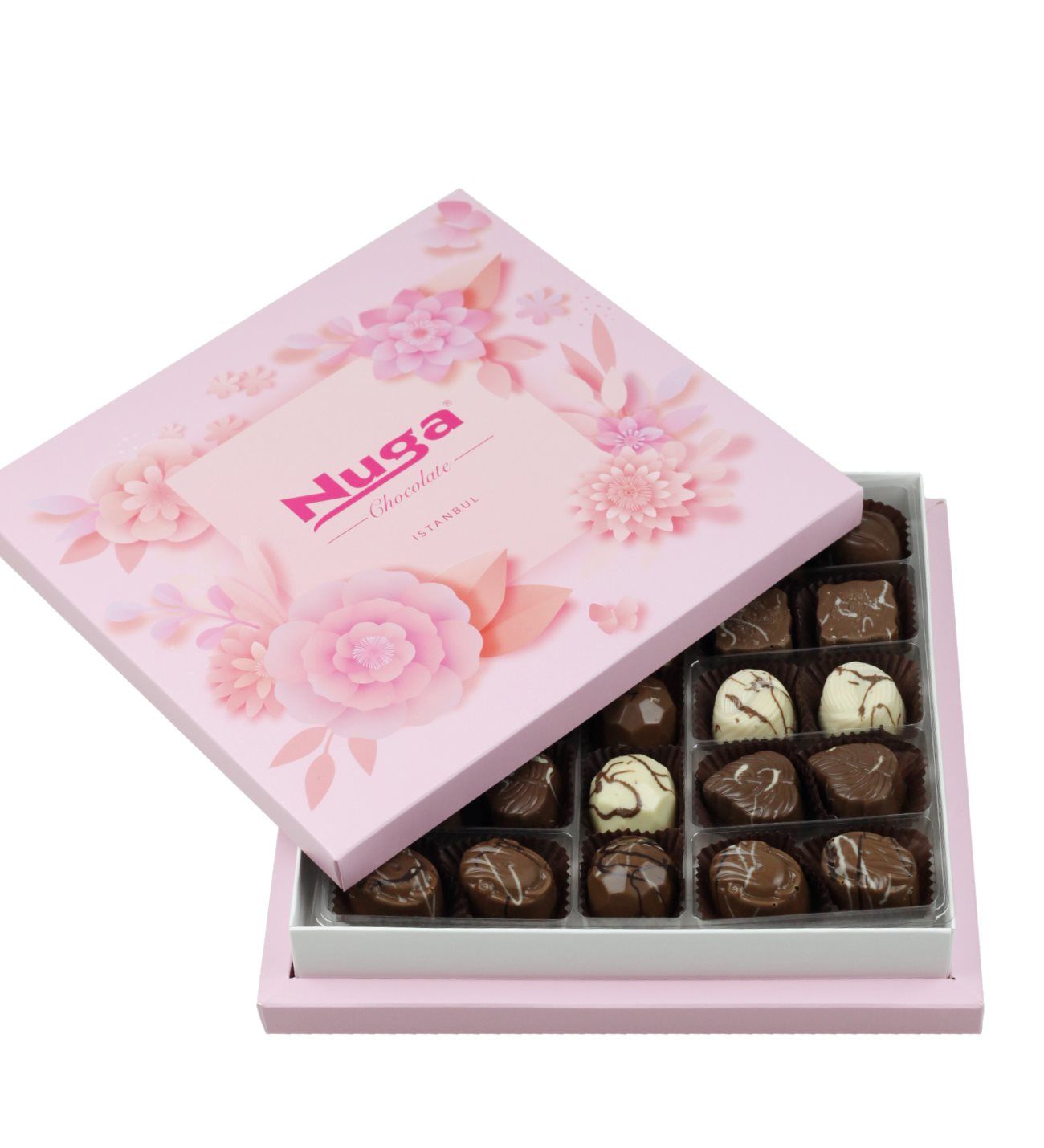 Rosa Çiçek Desenli Kutu Special Çikolata